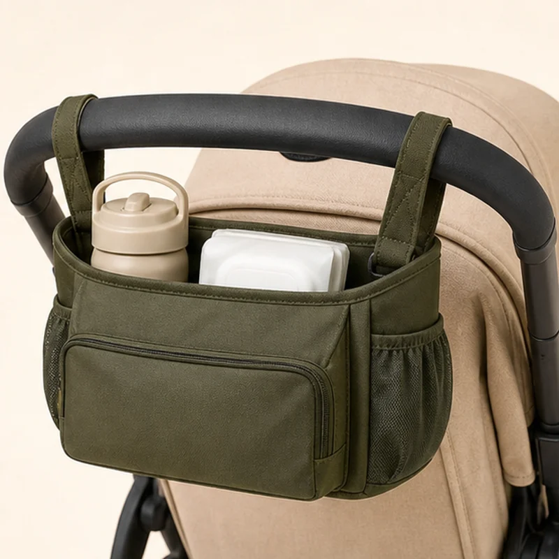 Kinderwagen-Organizer mit Flasche und Feuchttüchern
